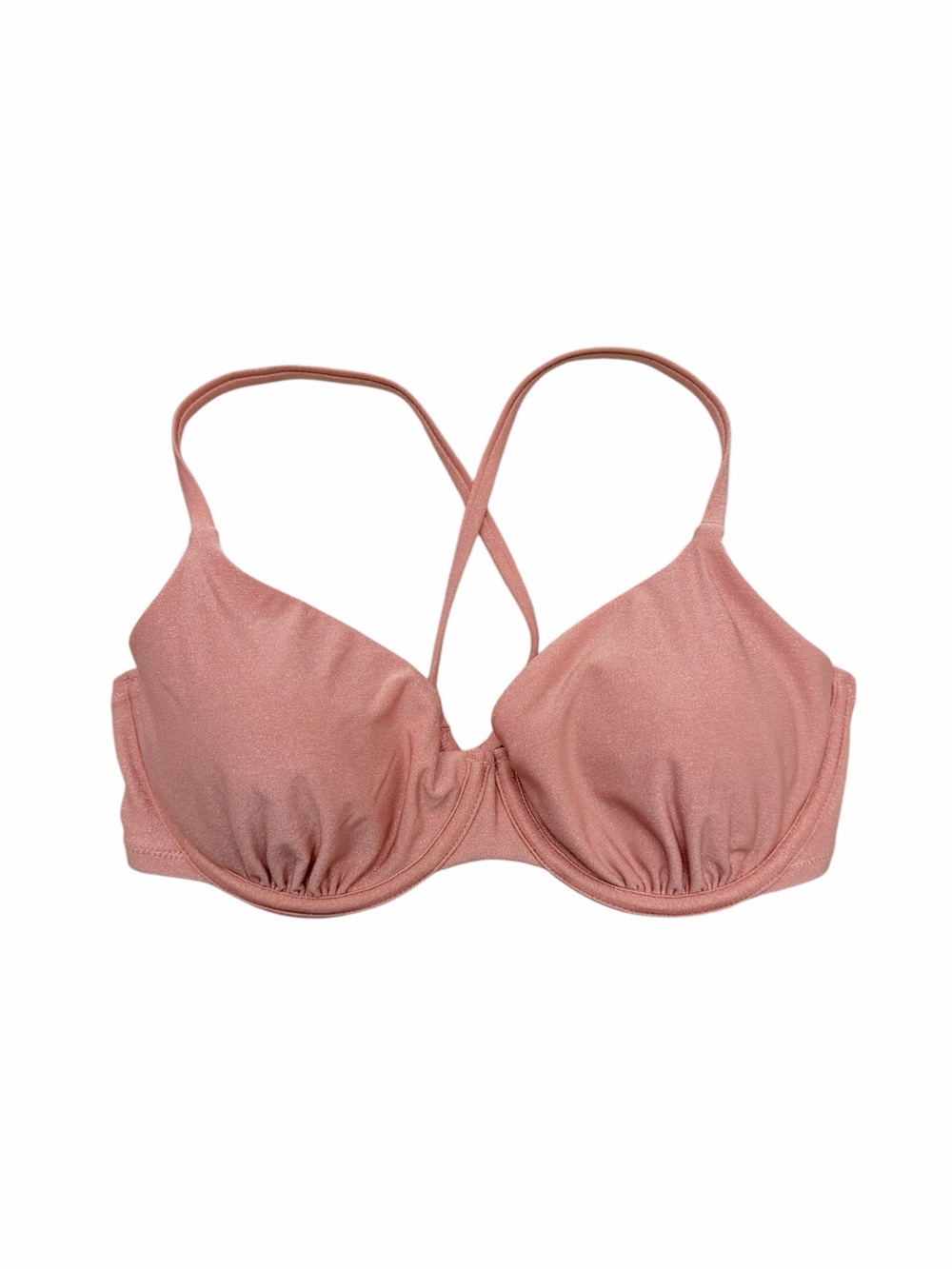 Shade & Shore Shimmer Underwire Bikini Top Lace-Up Back Size M NWT